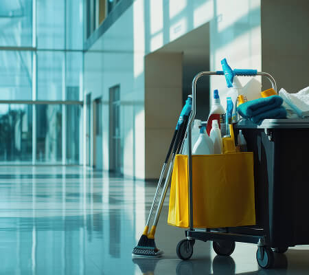 Professional cleaning team at work